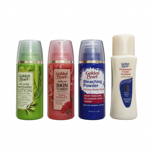 Golden Pearl 4-in-1 Complete Skincare Kit – Whitening Lotion, Toner, Bleaching Powder & Cream